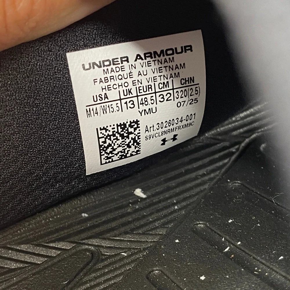 Under Armour Project Rock Slides Mens Size 14 Black Brahma Bull 3026034-001